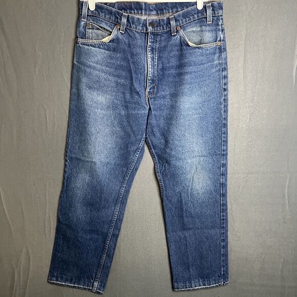 VINTAGE Levis 509 Jeans Men 36x30(26)Orange‎ Tab Cowboy Western Blue Made In USA - Picture 1 of 9